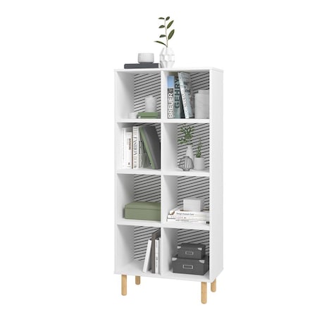 Designed To Furnish 60.23 in. Essex Double Bookcase with 8 Shelves, White & Zebra DE3592278